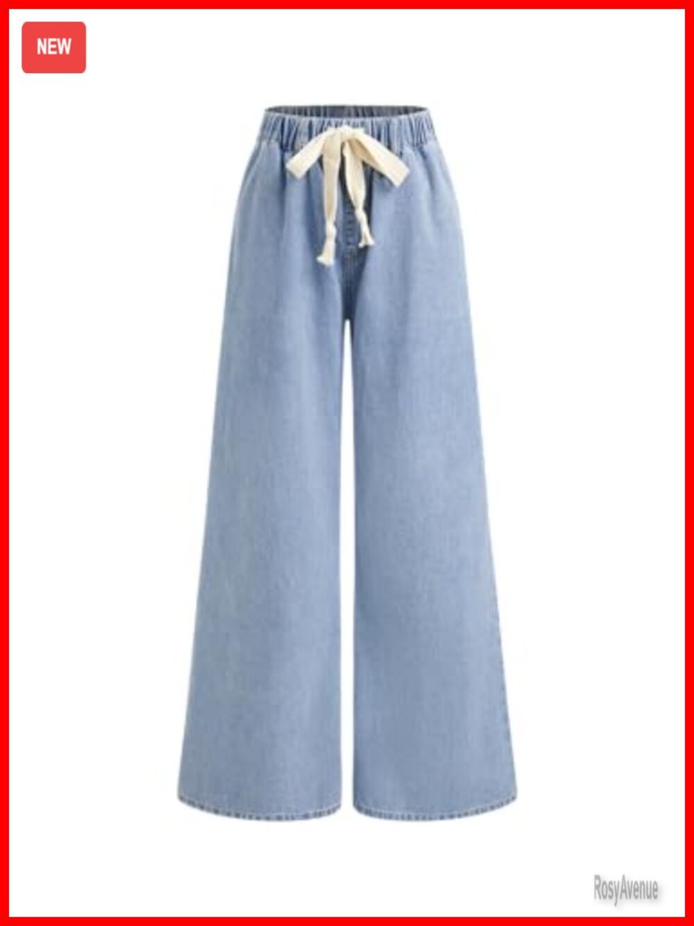 CIDER Drawstring Baggy Jeans Mid Waisted Wide Leg Pockets